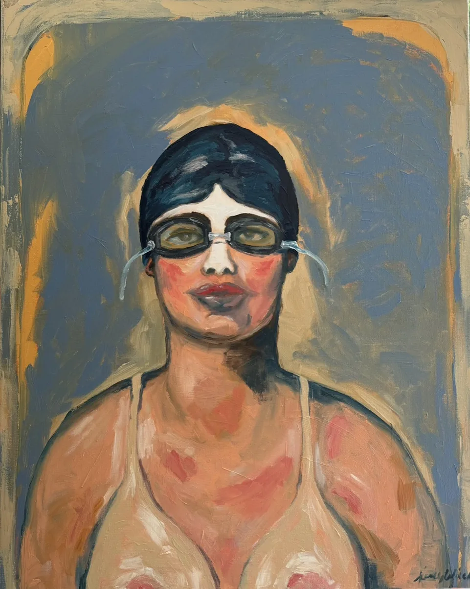 Portrait of a swimmer wearing goggles