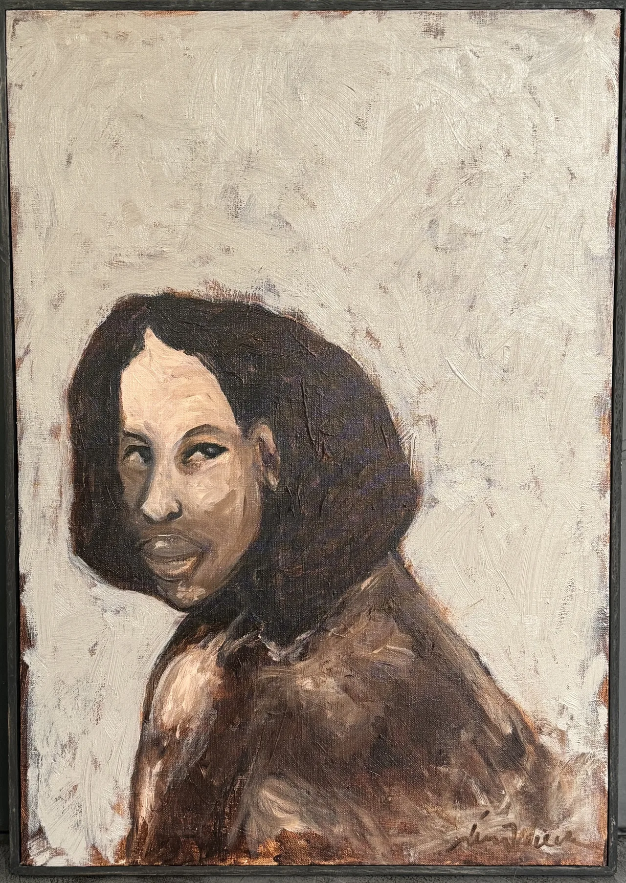 Expressive portrait on a pale ground