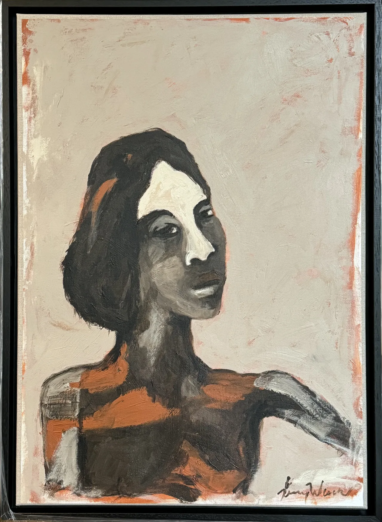 Profile portrait in black and rust